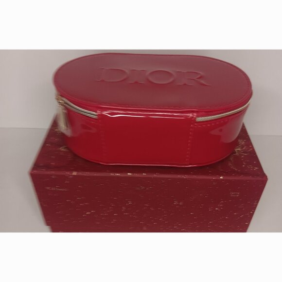 TWO DIOR RED PATENT VANITY CASE / PLEASE READ DESCRIPTION - Picture 3 of 16